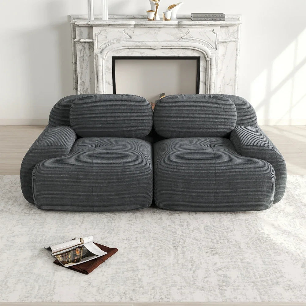 82'' Loveseat Sofa with Curved Armrests and Non-Slip Bottom, High-Elastic Upholstery, Suitable for Living Room, Bedroom