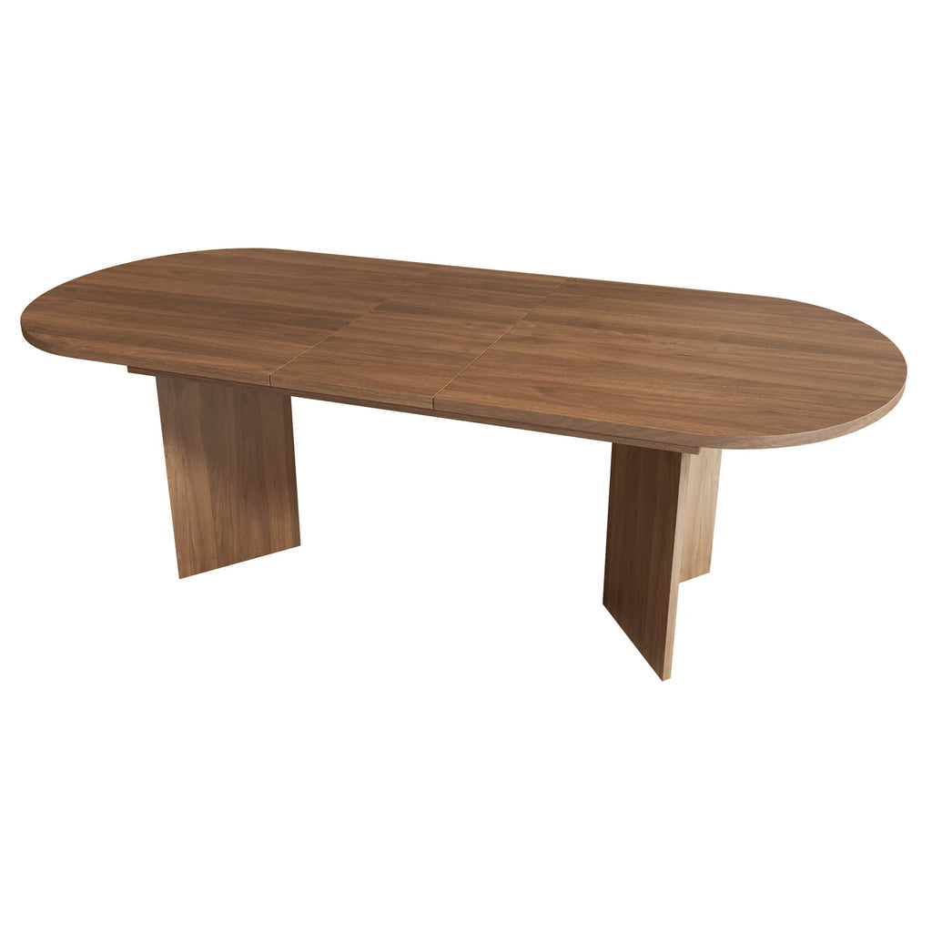 Extendable Dining Table 140/180 X 90 Cm with Rounded Corners, MDF, Walnut Color, Seats 6-8