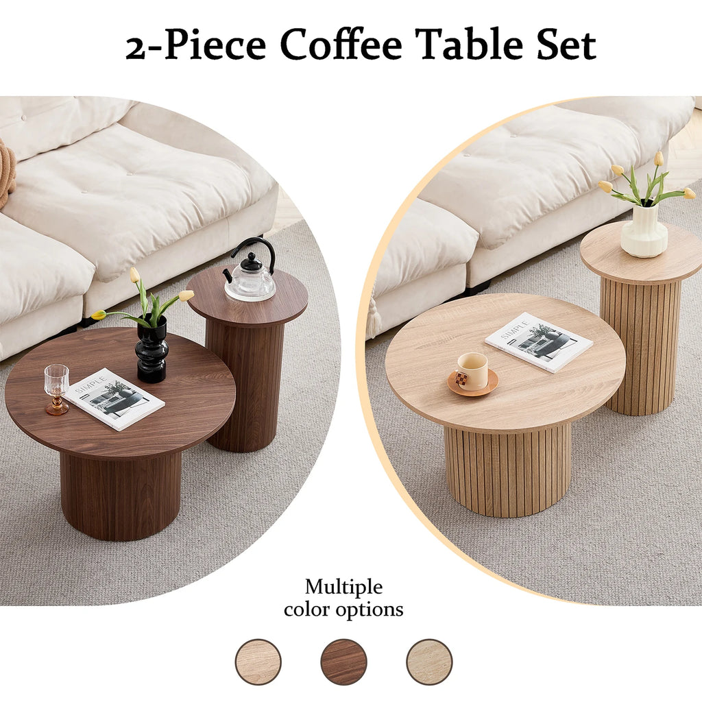 Set of 2 Coffee Table Nesting Neat round Coffee Tables Center Tables Living Room Balcony Orta Sehpa Room 70Cm/40Cm