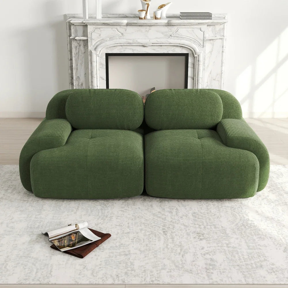 82'' Loveseat Sofa with Curved Armrests and Non-Slip Bottom, High-Elastic Upholstery, Suitable for Living Room, Bedroom