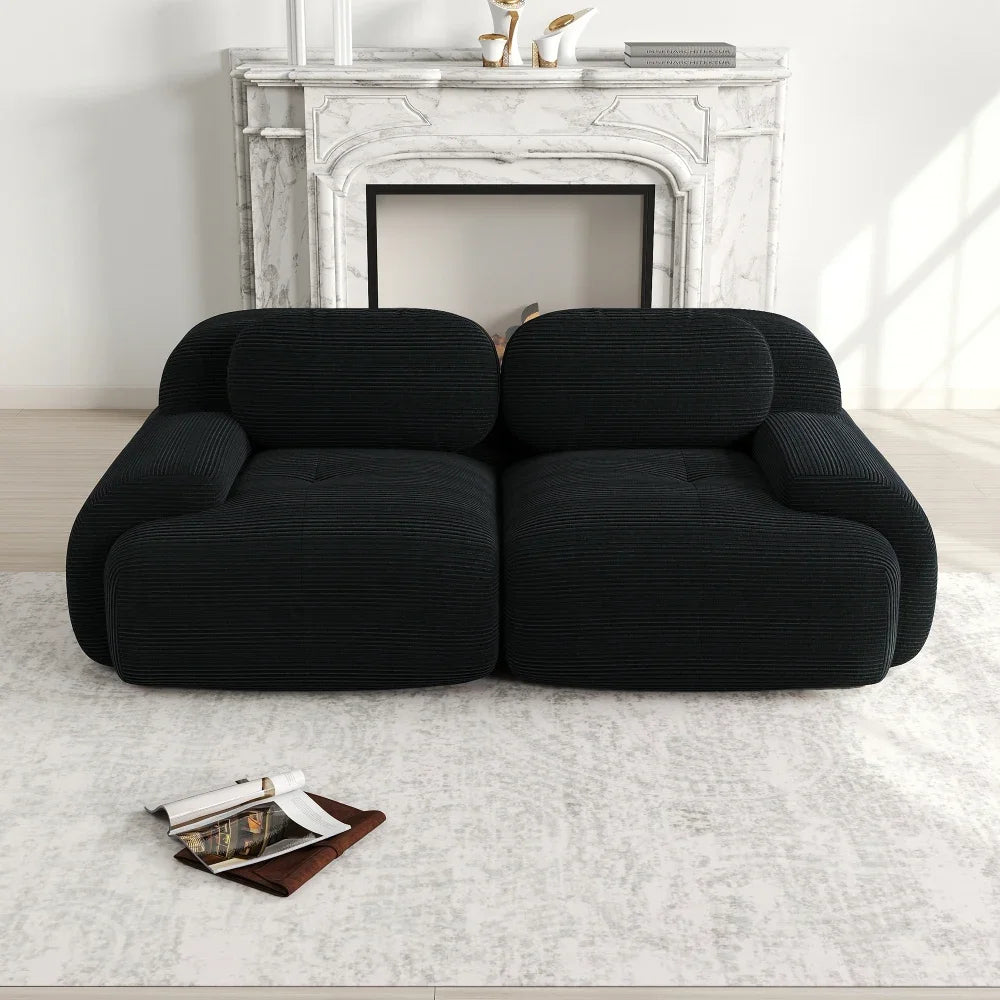 82'' Loveseat Sofa with Curved Armrests and Non-Slip Bottom, High-Elastic Upholstery, Suitable for Living Room, Bedroom