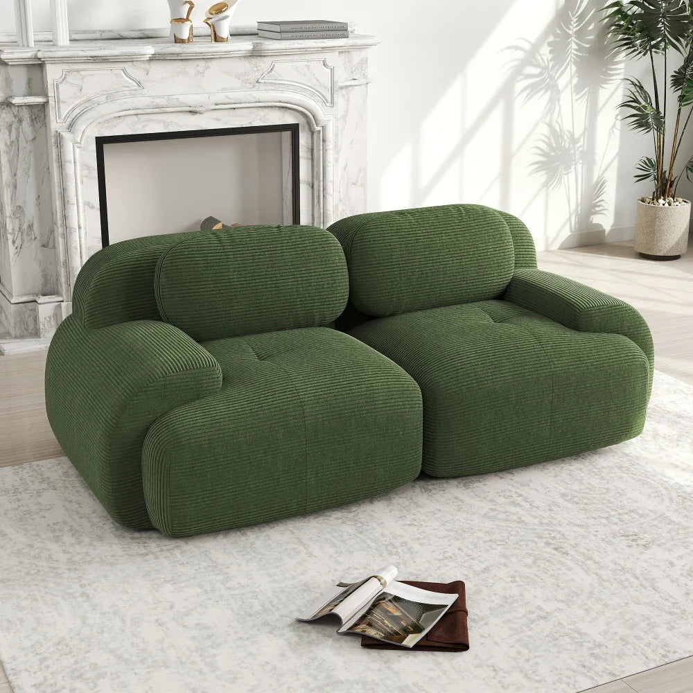 82'' Loveseat Sofa with Curved Armrests and Non-Slip Bottom, High-Elastic Upholstery, Suitable for Living Room, Bedroom