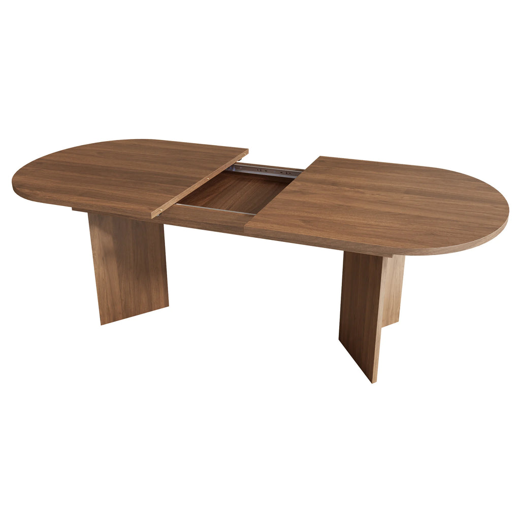 Extendable Dining Table 140/180 X 90 Cm with Rounded Corners, MDF, Walnut Color, Seats 6-8