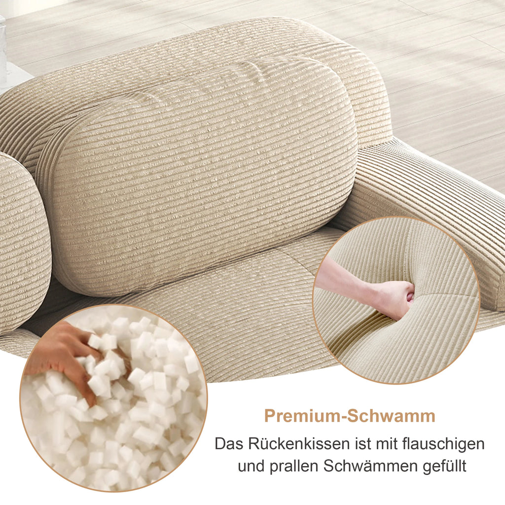 Boneless Corduroy Sofa, Breathable Rope Structure, Ultra Wide Armrests, Anti-Slip Bottom Design, Pet Friendly, Ergonomic Couch
