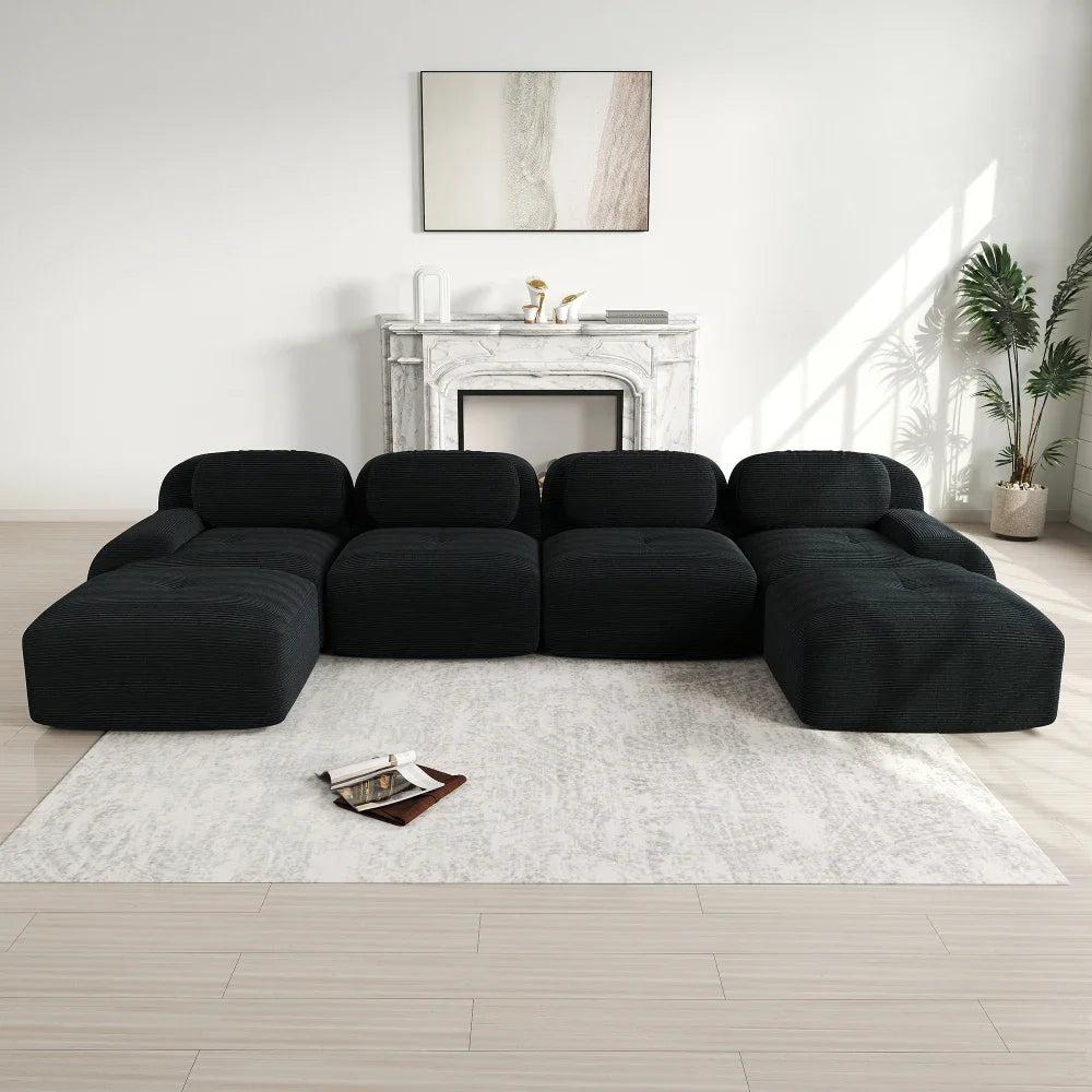 Boneless Corduroy Sofa, Breathable Rope Structure, Ultra Wide Armrests, Anti-Slip Bottom Design, Pet Friendly, Ergonomic Couch