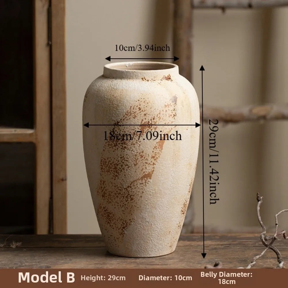 Wabi Sabi Style Ceramic Vase Decorative Unique Speckled Texture Flower Pot Matte Texture Classical Beauty Ceramic Flower Jars