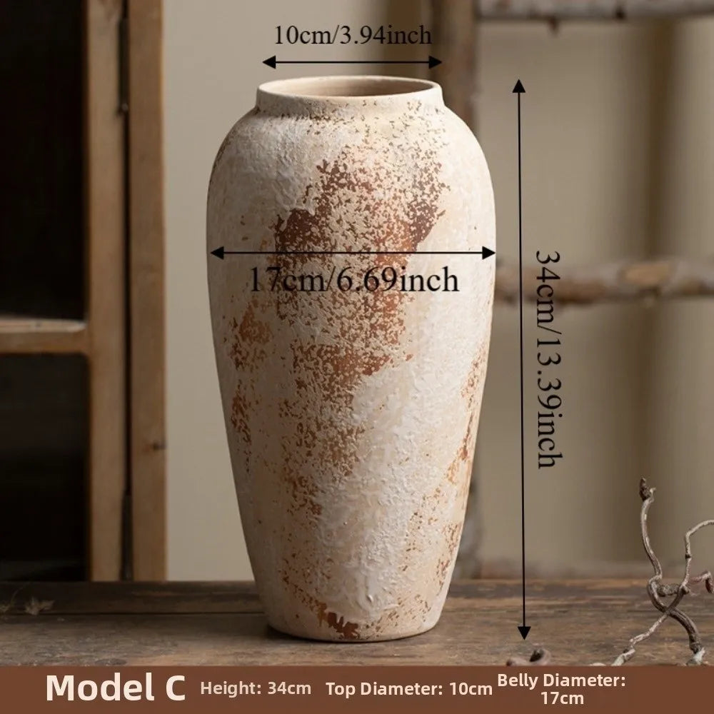 Wabi Sabi Style Ceramic Vase Decorative Unique Speckled Texture Flower Pot Matte Texture Classical Beauty Ceramic Flower Jars