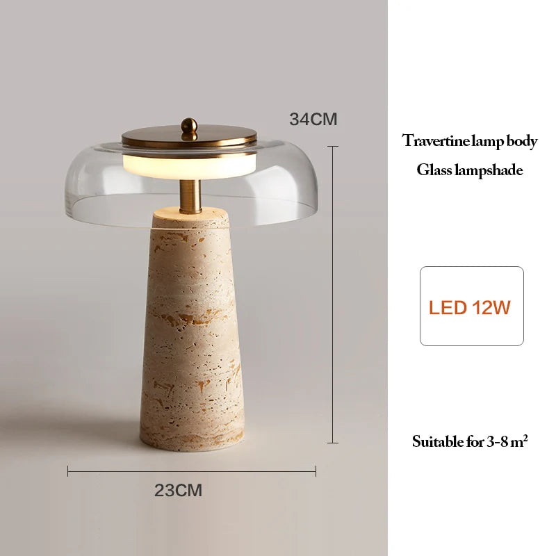 Mushroom Shaped Travertine Table Lamp Modern Natural Yellow Cave Stone Desk Lamp Indoor Decor Lighting Bedroom Living Room Study