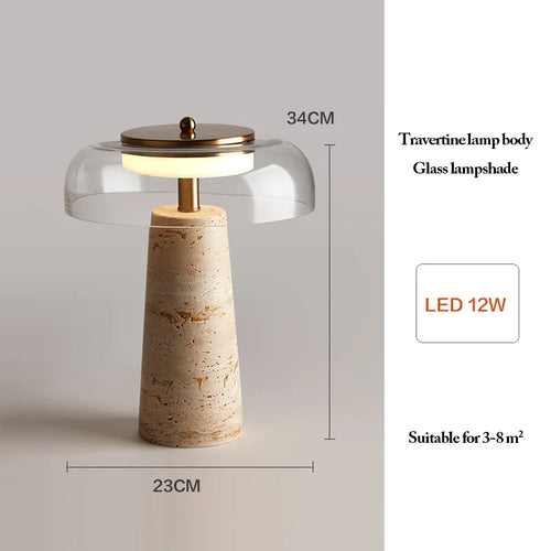 Mushroom Shaped Travertine Table Lamp Modern Natural Yellow Cave Stone Desk Lamp Indoor Decor Lighting Bedroom Living Room Study