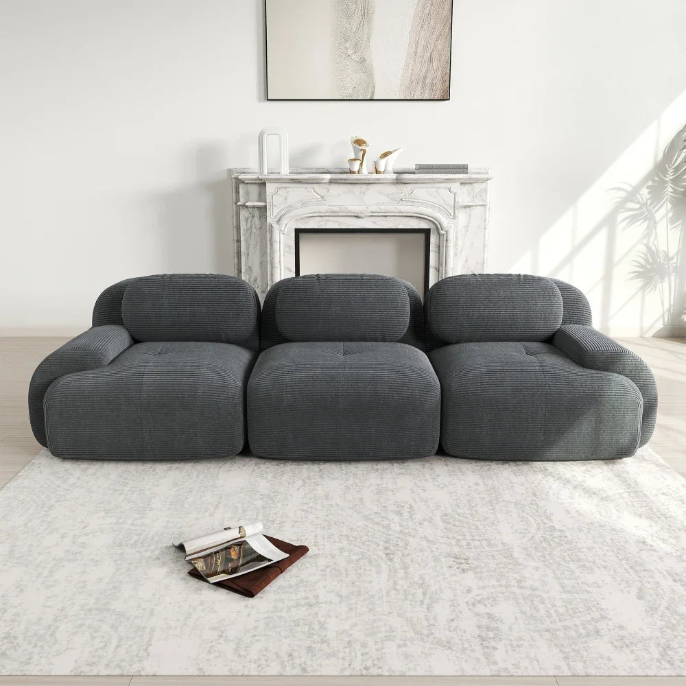 3-Seater Sofa in Premium Cordsamt, Non-Slip, Ergonomic Armrests and Highly Elastic Upholstery for Living Room and Bedroom, Green