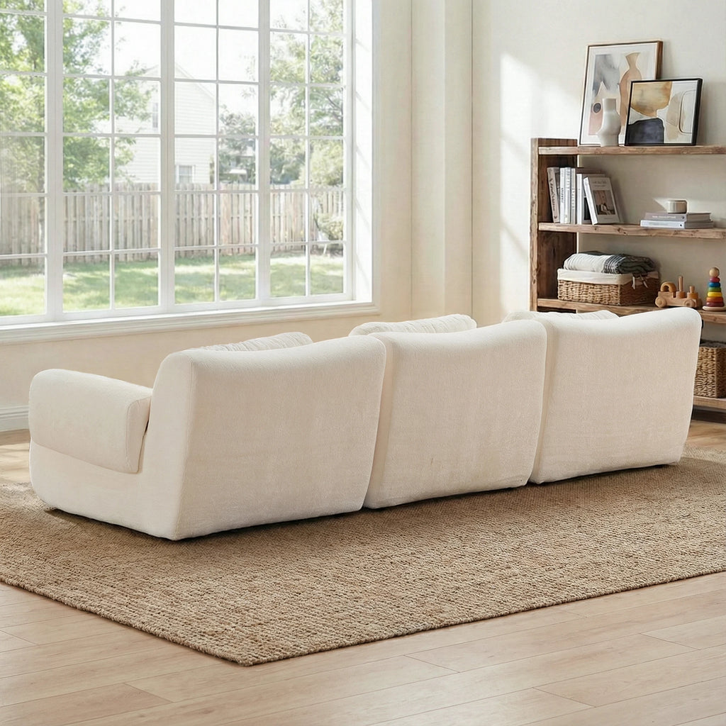 294 Cm Modular Cloud Sofa, Frameless Corner Sofas for the Living Room with Memory Foam, 3-Seater Sofa Made of Modern Chenille, Comfortable Sofa for the Apartment, Beige