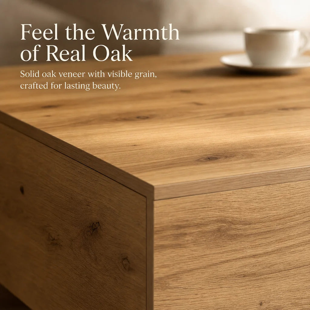 Coffee Table 80X80X31 Cm Artisan Oak Engineered Wood - Modern Living Room Table, Square Wooden Design with Drawer for Magazines and Remotes, Rustic Style, Compact Size, Easy Assembly