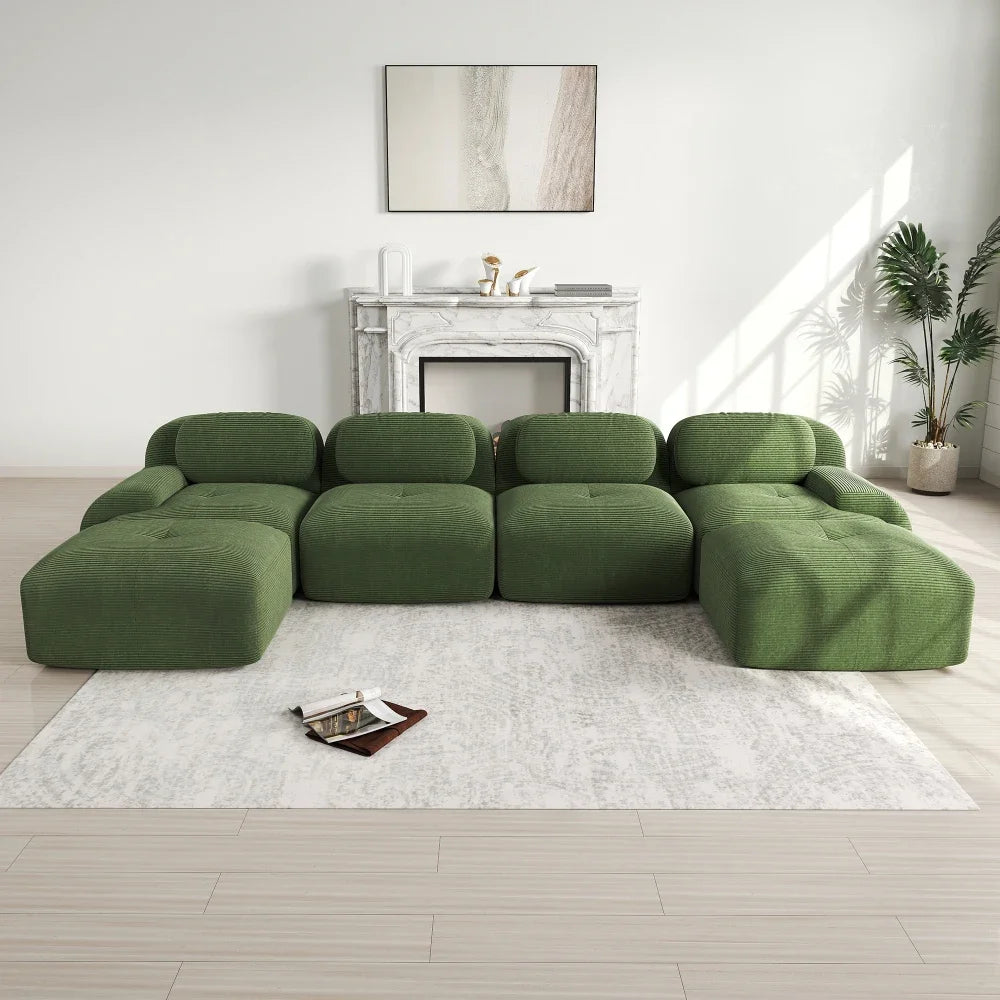Boneless Corduroy Sofa, Breathable Rope Structure, Ultra Wide Armrests, Anti-Slip Bottom Design, Pet Friendly, Ergonomic Couch