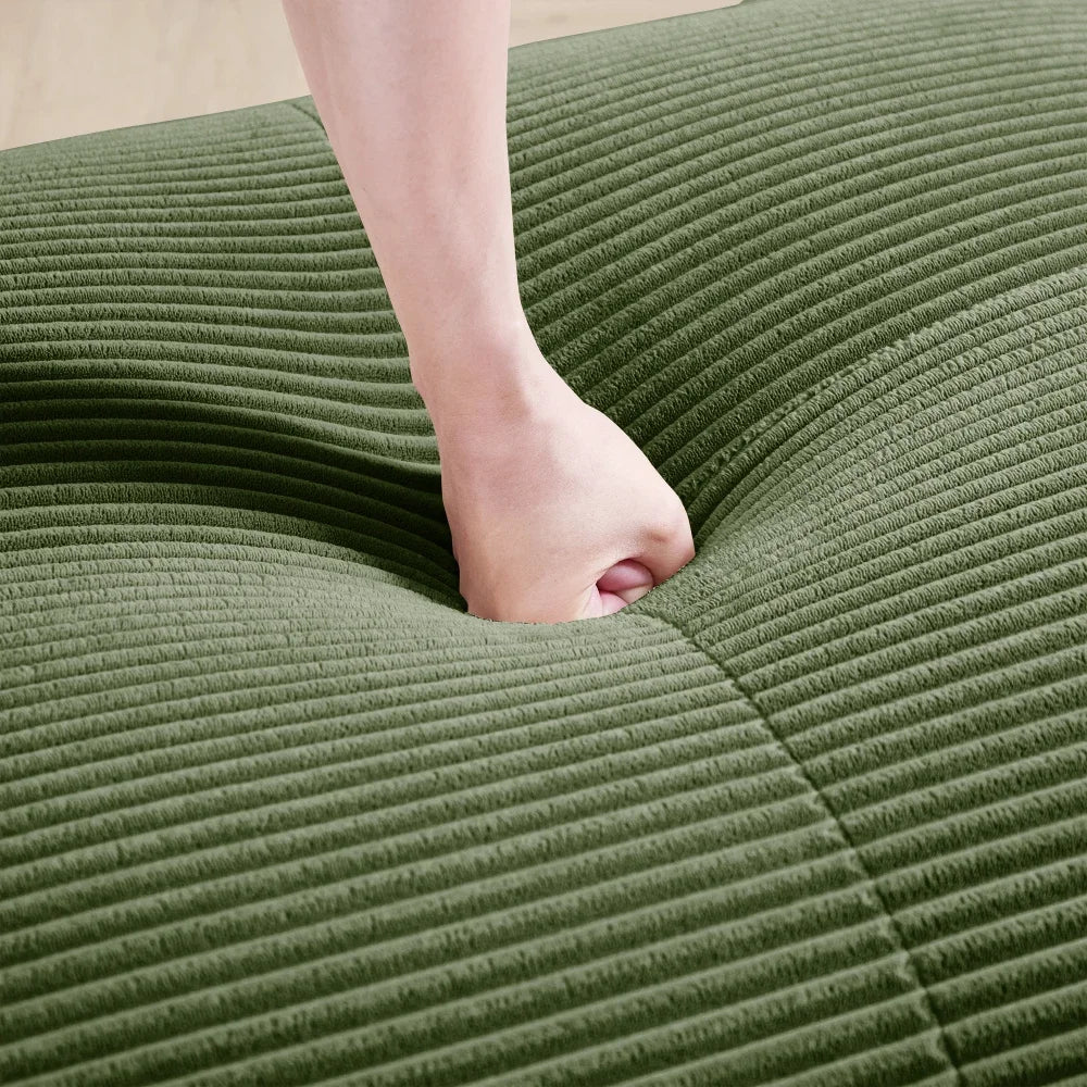 3-Seater Sofa in Premium Cordsamt, Non-Slip, Ergonomic Armrests and Highly Elastic Upholstery for Living Room and Bedroom, Green