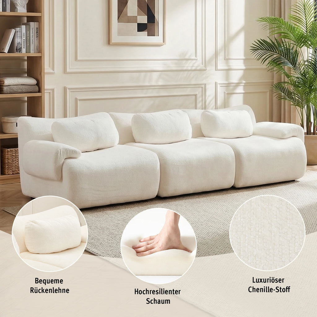 294 Cm Modular Cloud Sofa, Frameless Corner Sofas for the Living Room with Memory Foam, 3-Seater Sofa Made of Modern Chenille, Comfortable Sofa for the Apartment, Beige