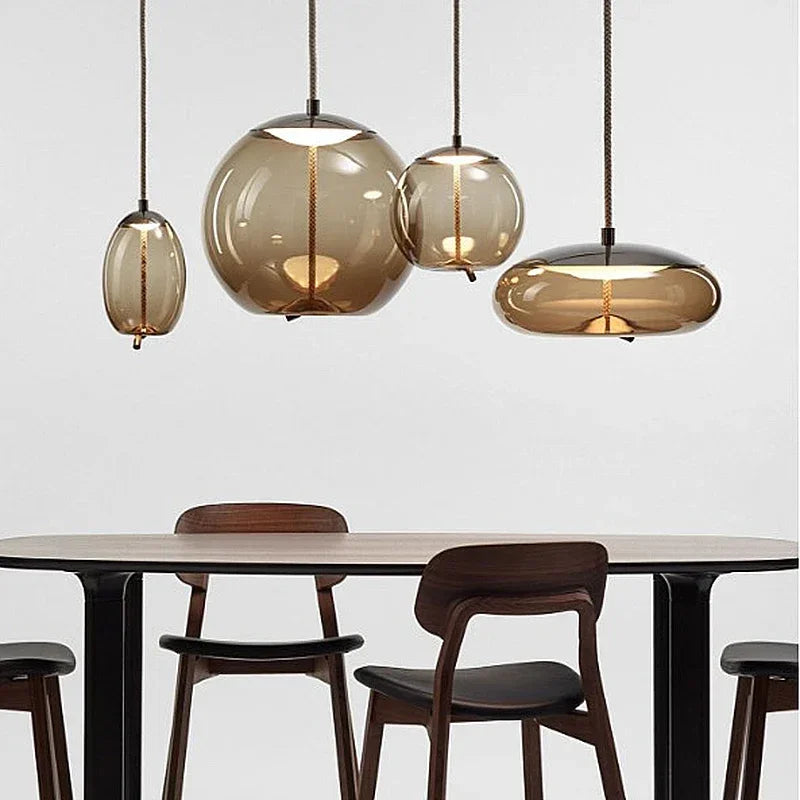 Modern Minimalist Glass Led Chandeliers Living Room Bedroom Kitchen Pendant Lamp Creative Coffee Shop Bar Lighting Decorative