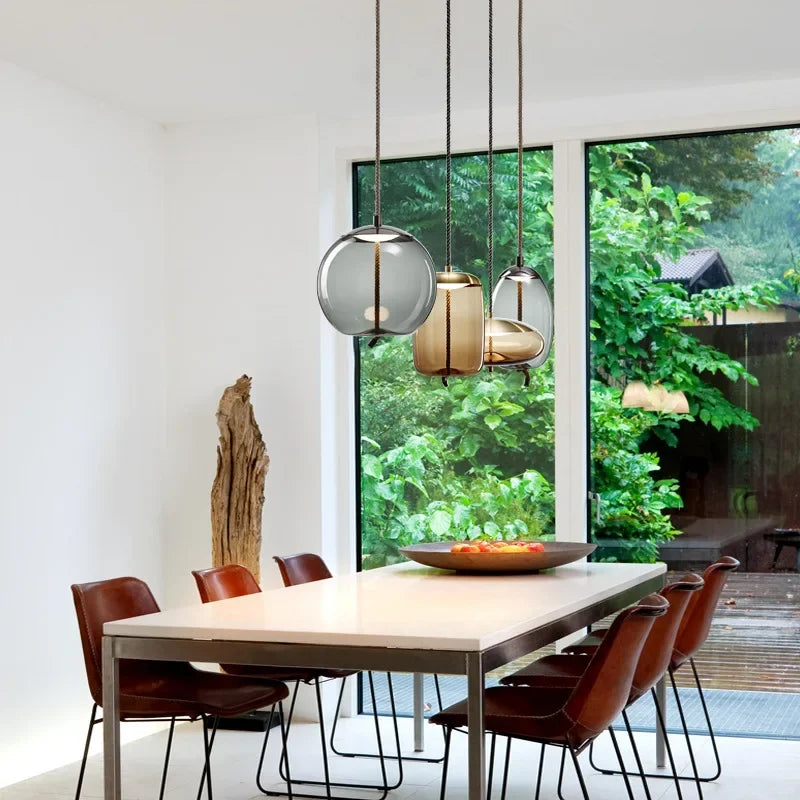 Modern Minimalist Glass Led Chandeliers Living Room Bedroom Kitchen Pendant Lamp Creative Coffee Shop Bar Lighting Decorative