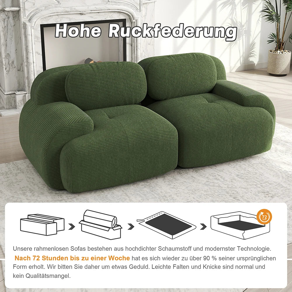 82'' Loveseat Sofa with Curved Armrests and Non-Slip Bottom, High-Elastic Upholstery, Suitable for Living Room, Bedroom