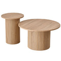 Double Lotus, lot de deux tables basses rondes effet bois – vue d’ensemble