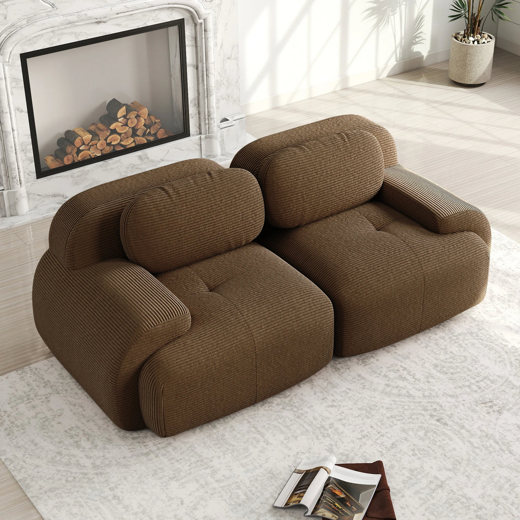 82'' Loveseat Sofa with Curved Armrests and Non-Slip Bottom, High-Elastic Upholstery, Suitable for Living Room, Bedroom
