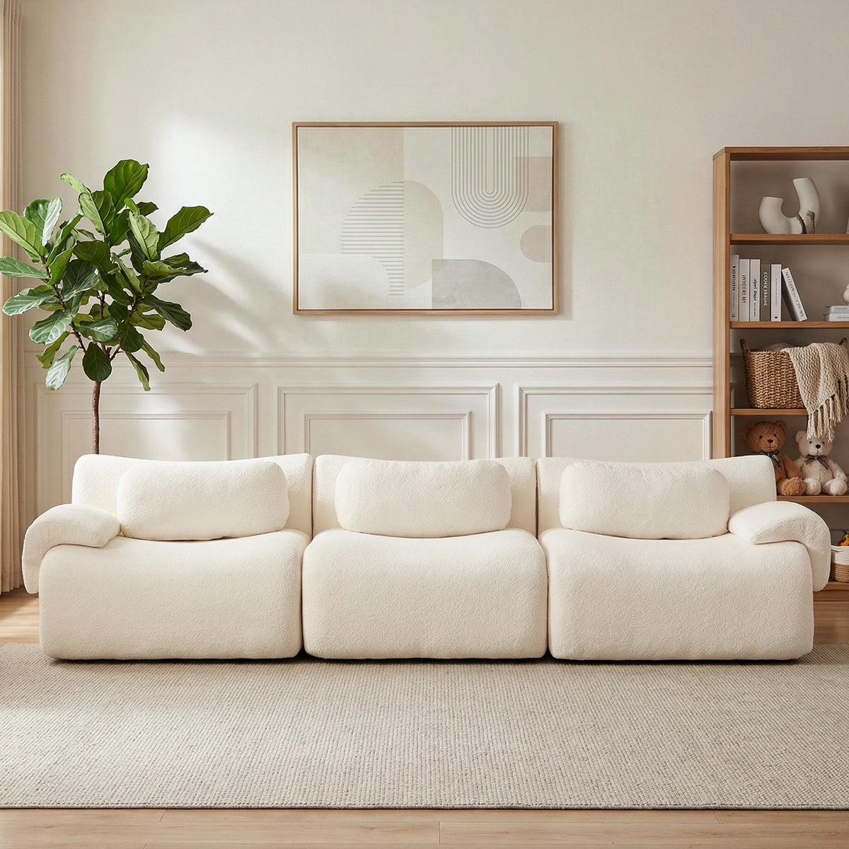 Modulya, canapé modulable trois places en chenille – vue sous un autre angle