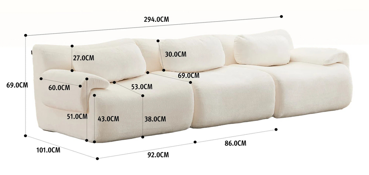 Modulya, canapé modulable trois places en chenille – présentation dans un intérieur