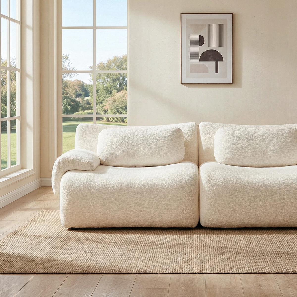 Modulya, canapé modulable trois places en chenille – détail de la matière et de la finition