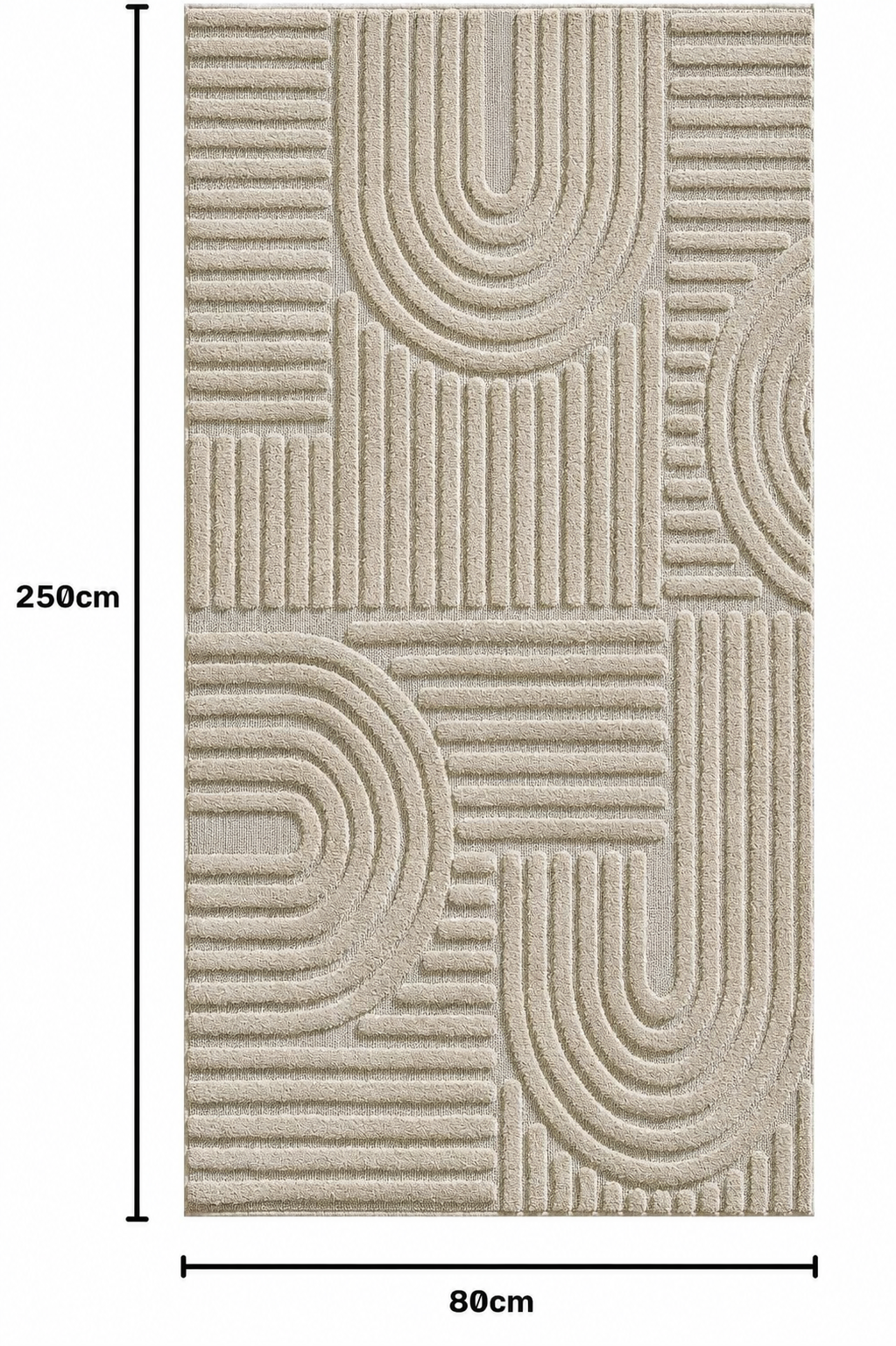 Nervura, tapis rectangulaire camel texturé en relief – dimensions 80 × 250 cm