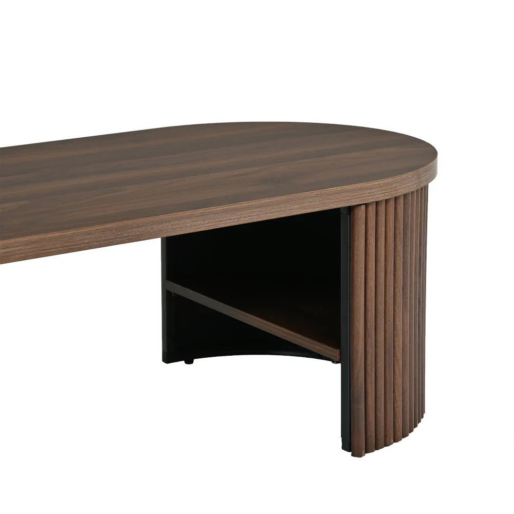Ovalo, table basse ovale cannelée avec rangement – vue complémentaire du produit