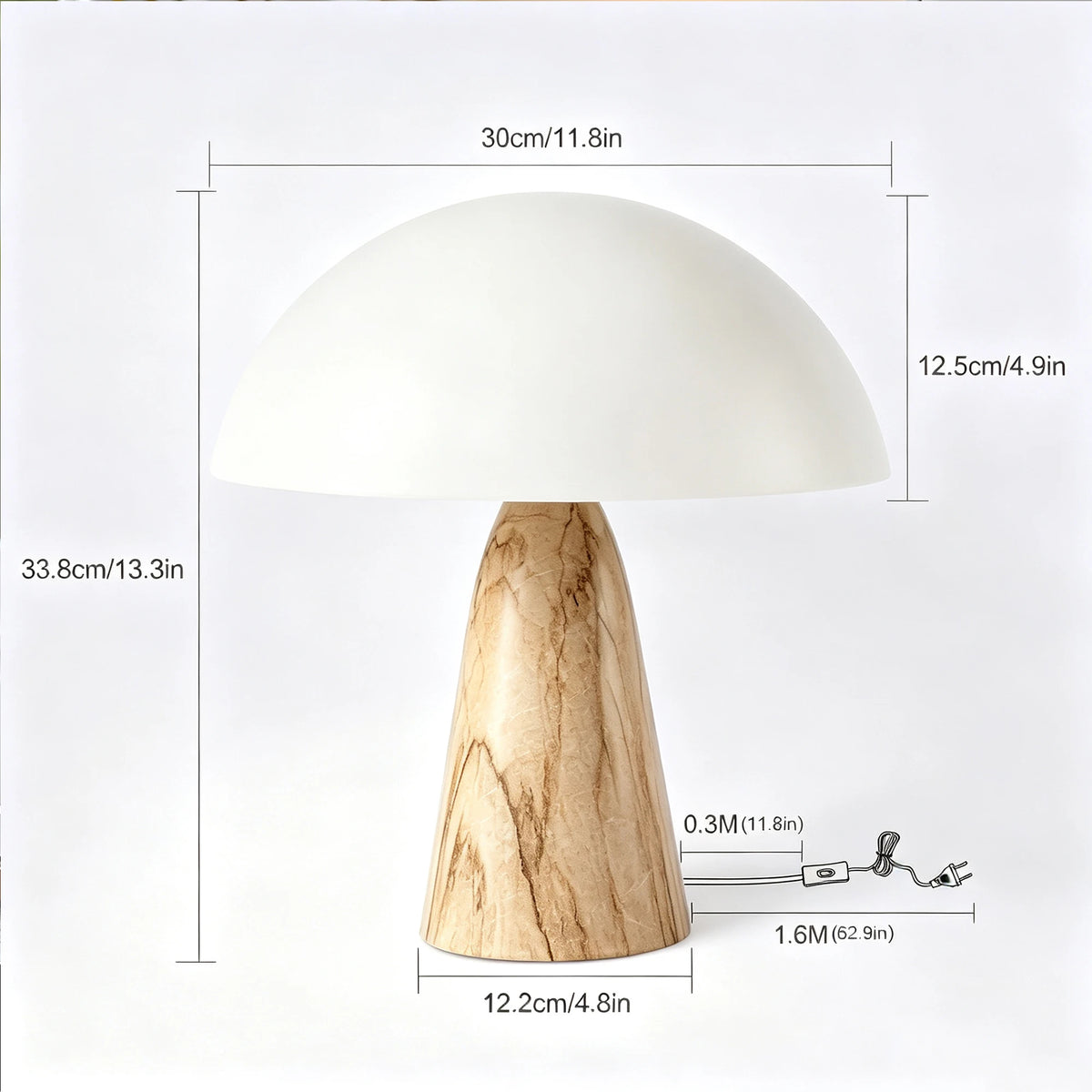 Pichamp, lampe champignon – détail de l’interrupteur et du câble