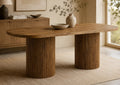 Nohvalo, table à manger ovale effet bois avec pied cannelé – détail du produit